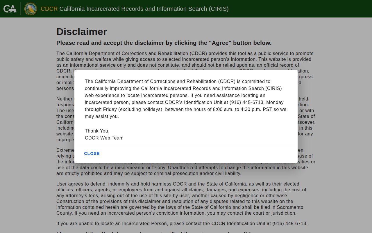 San Francisco County projected release date CDCR CIRIS search entry